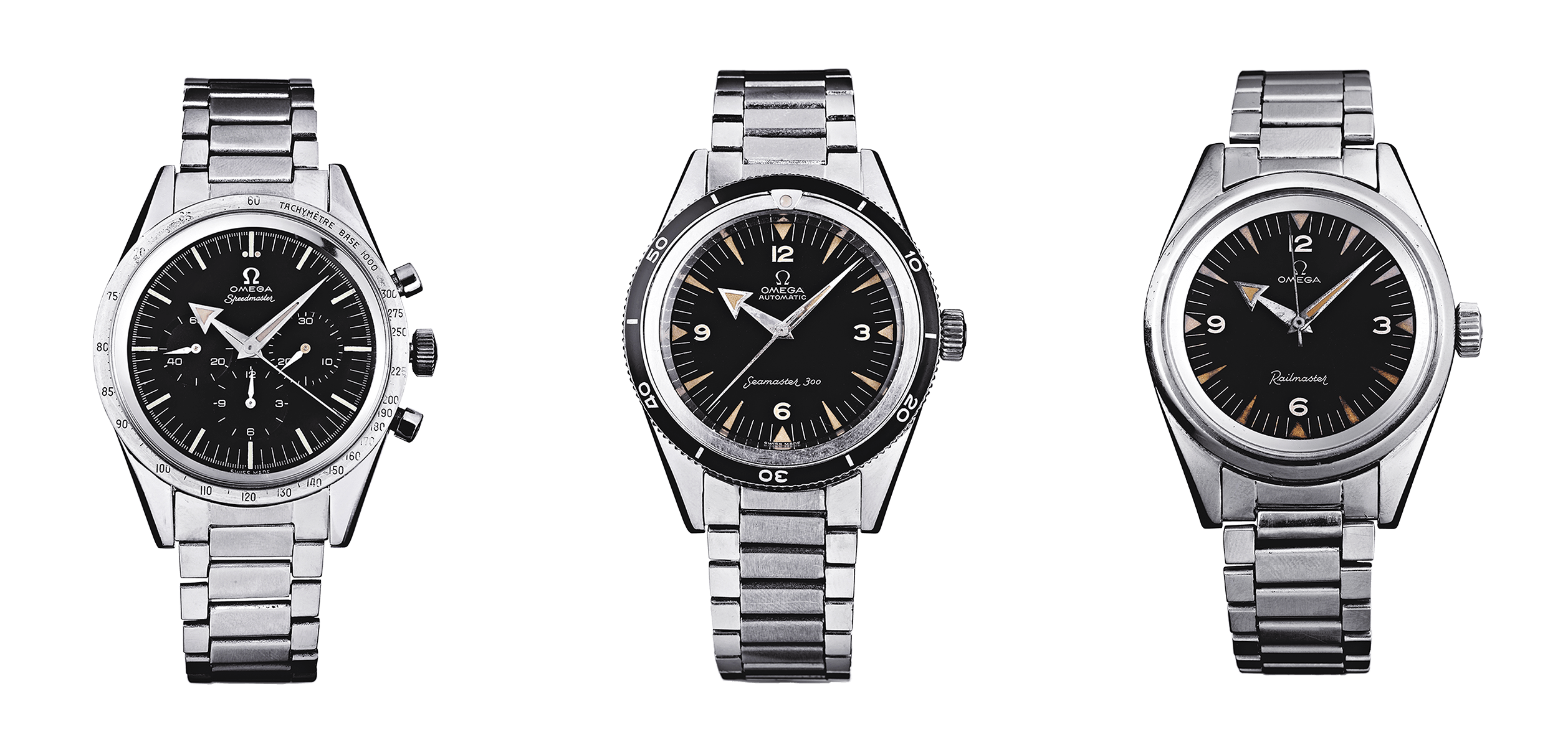 1957年的歐米茄專業腕錶：超霸腕錶、海馬300腕錶及鐵霸腕錶