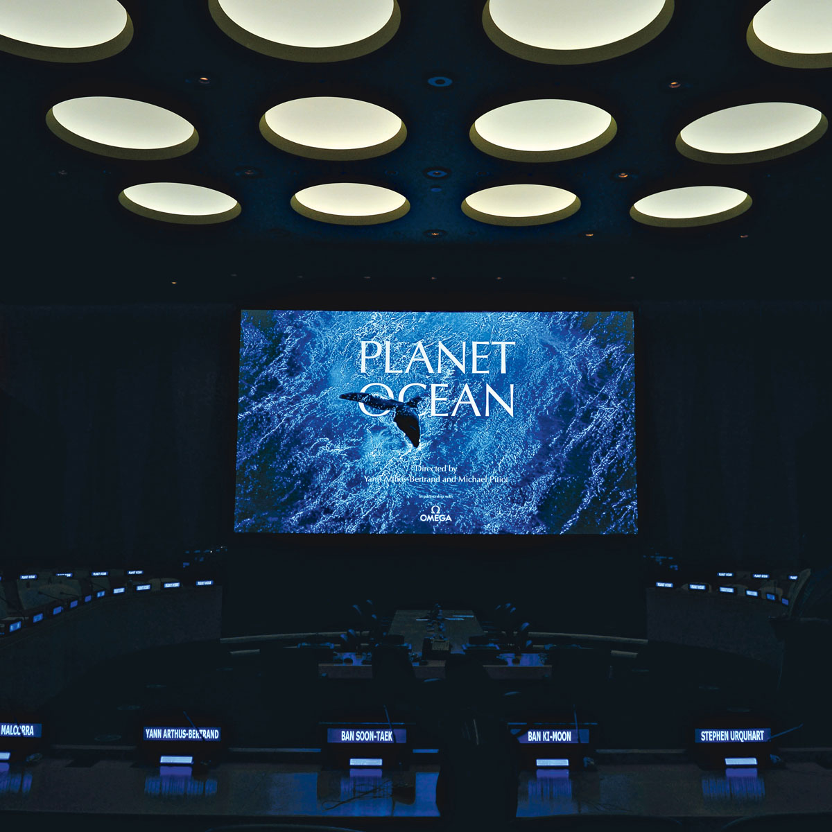 在紐約聯合國總部放映的《Planet Ocean》